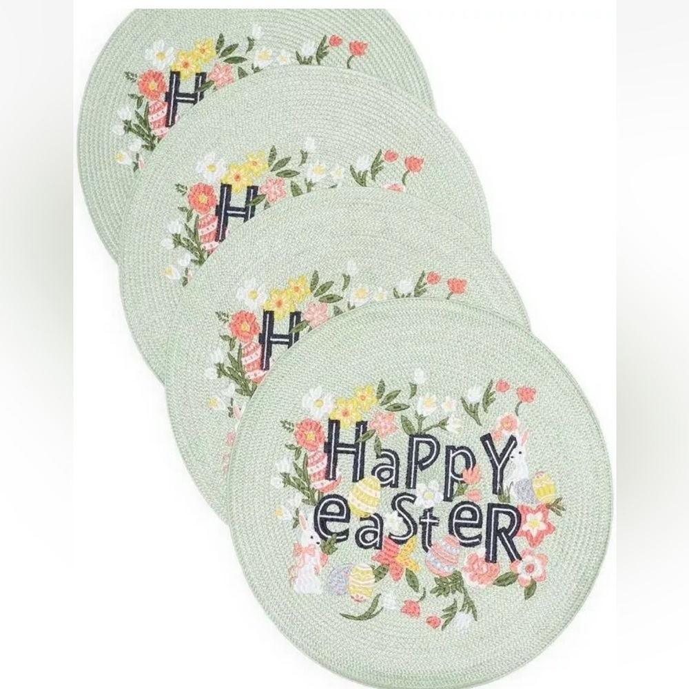 Coterie 2 Sets of 4 Floral Happy Easter Placemats NWT